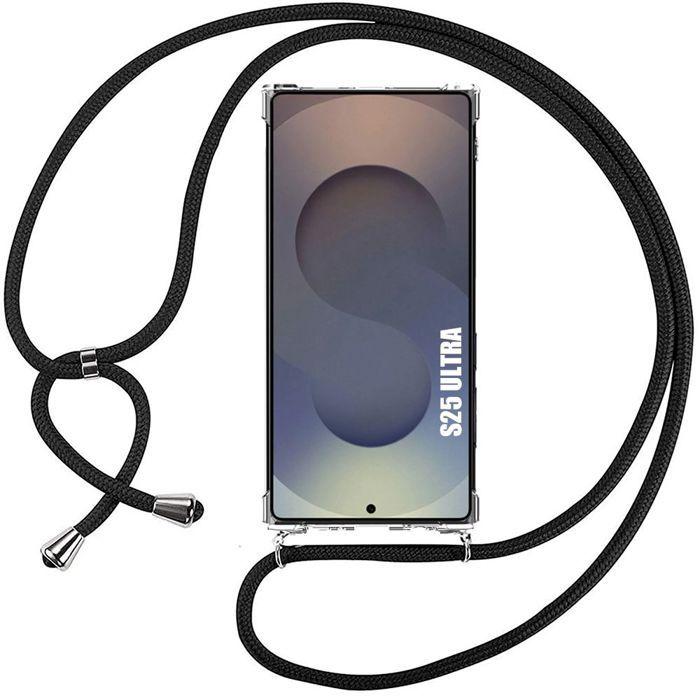 Case for Samsung Galaxy S25 Ultra - Reinforced Corners with Shoulder Strap Black - BOOLING®