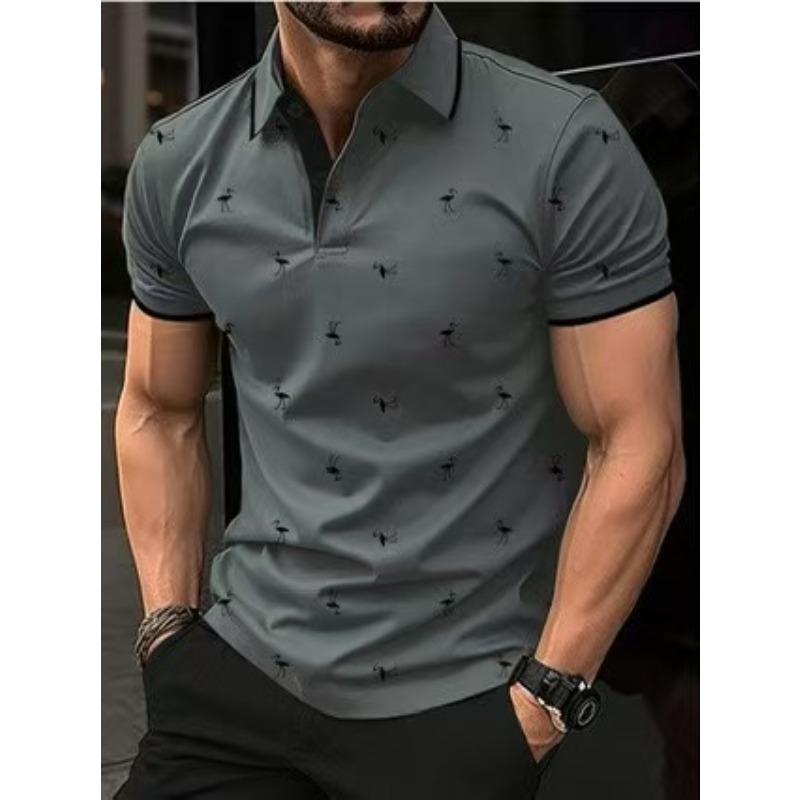 Men's Polo Shirts Short Sleeve Print Golf Shirts Fashion Casual Beach Collared T-Shirts