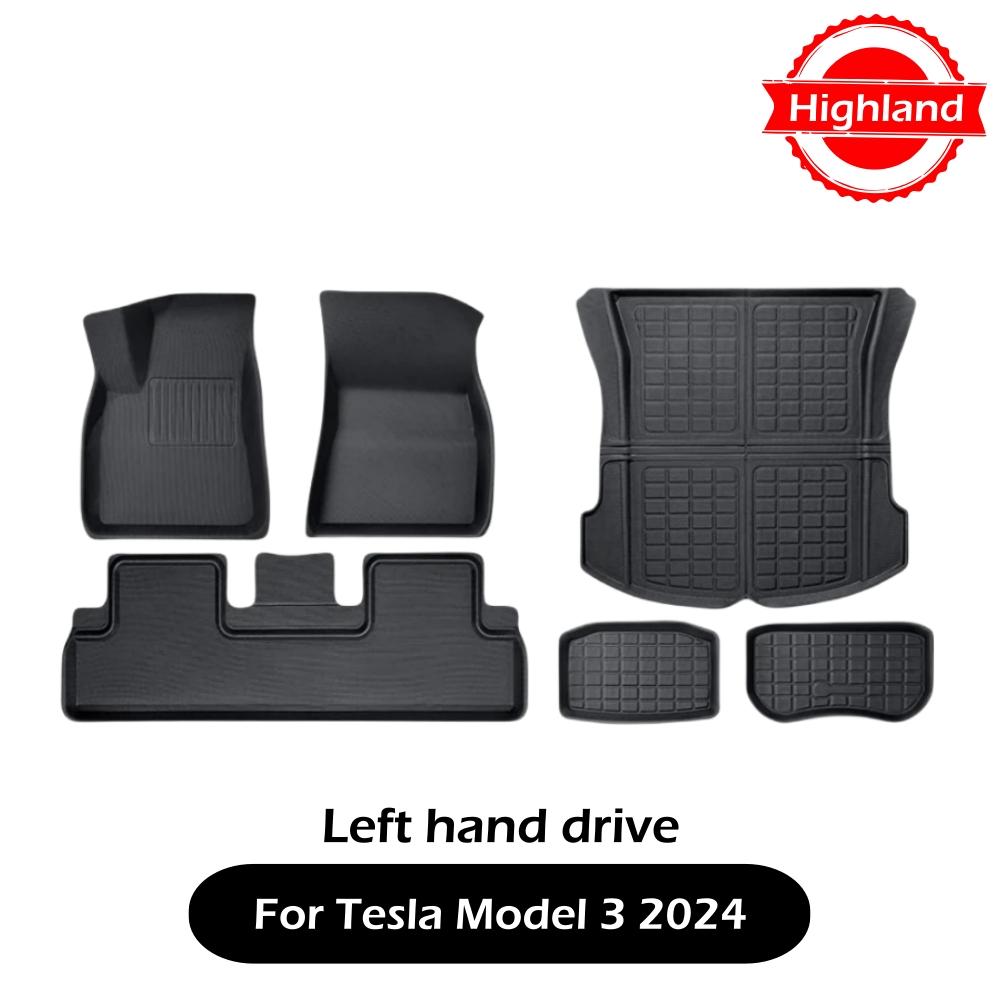 3D коврики для Tesla Model 3 Highland Model Y 2017–2025 Всепогодные коврики для пола Коврики для багажника Водонепроницаемый грузовой подклад