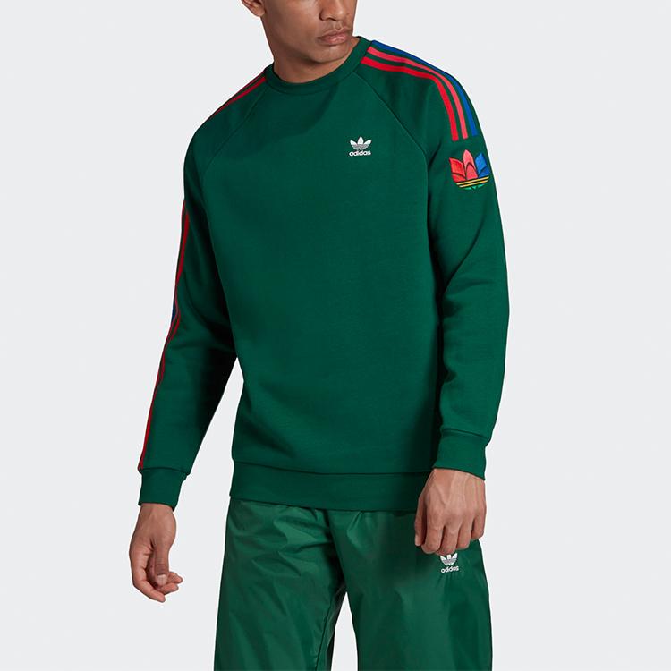adidas Мужская толстовка с круглым вырезом Originals Trefoil 3D Logo, зеленая, GF0224