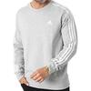 adidas Свитшот Essentials French Terry 3-Stripes, средний серый, меланжевый, для мужчин, уличная одежда IC9319