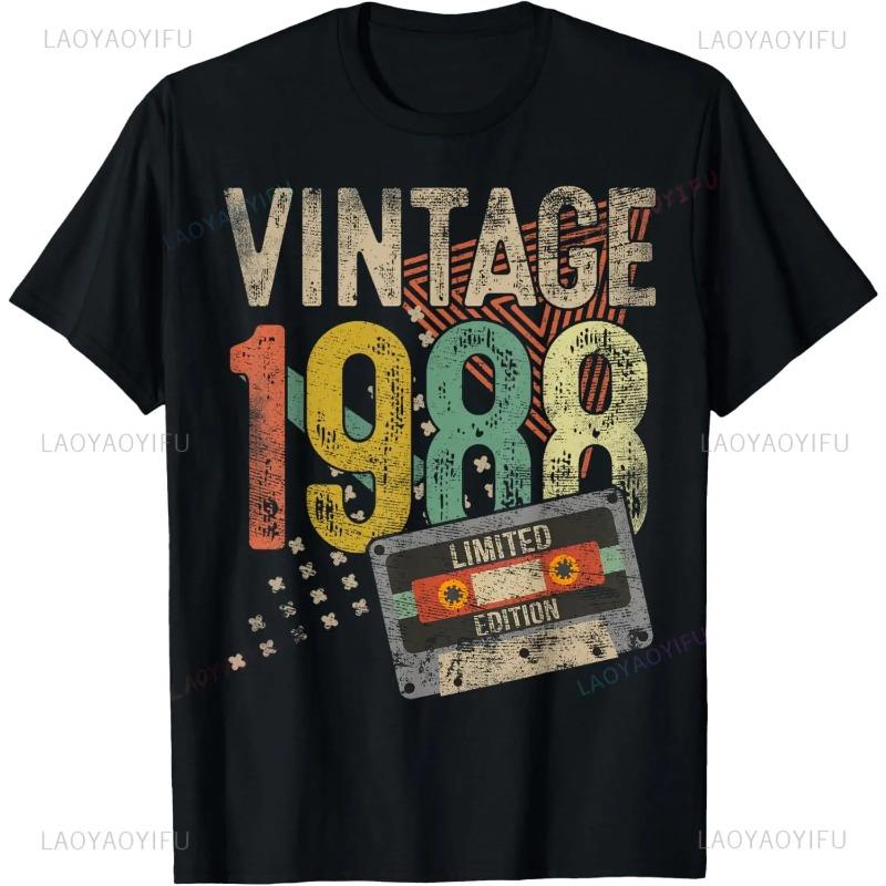 Vintage Limited Edition 37th Birthday Gifts 37 Year Old T-Shirt Mens Clothing Short Sleeve Custom T-Shirt Camiseta