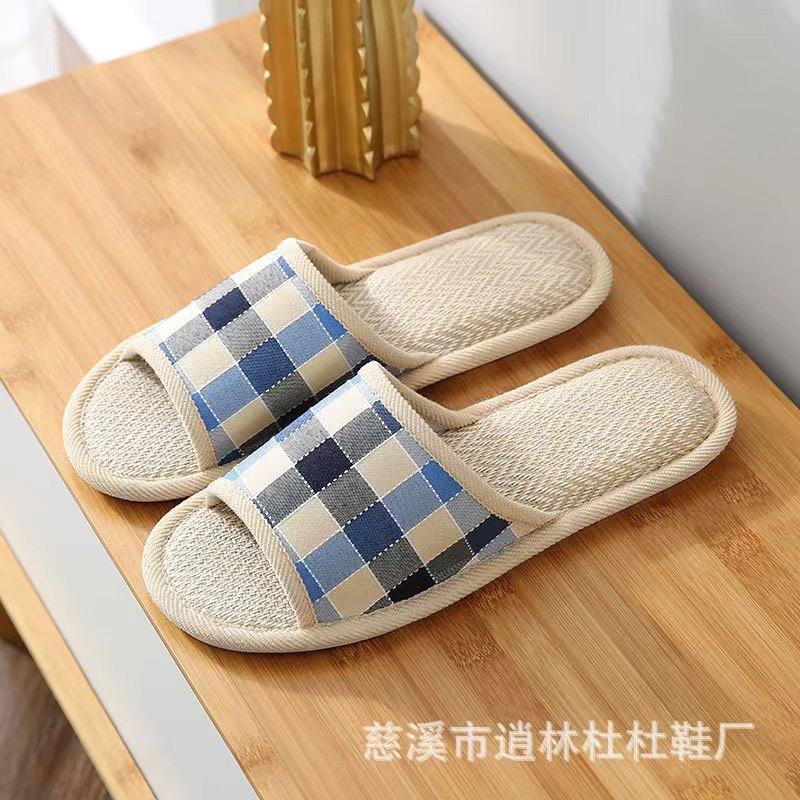 Льняные тапочки женские весенне-осенние на четыре сезона домашние хлопково-льняные домашние нескользящие летние мужские для пары