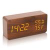 Alarm Clock Table Clock Wood Grain Stylish LED Digital Clock Alarm Clock Temperature and Hygrometer Calendar Memory Function USB Powered Interior Gift