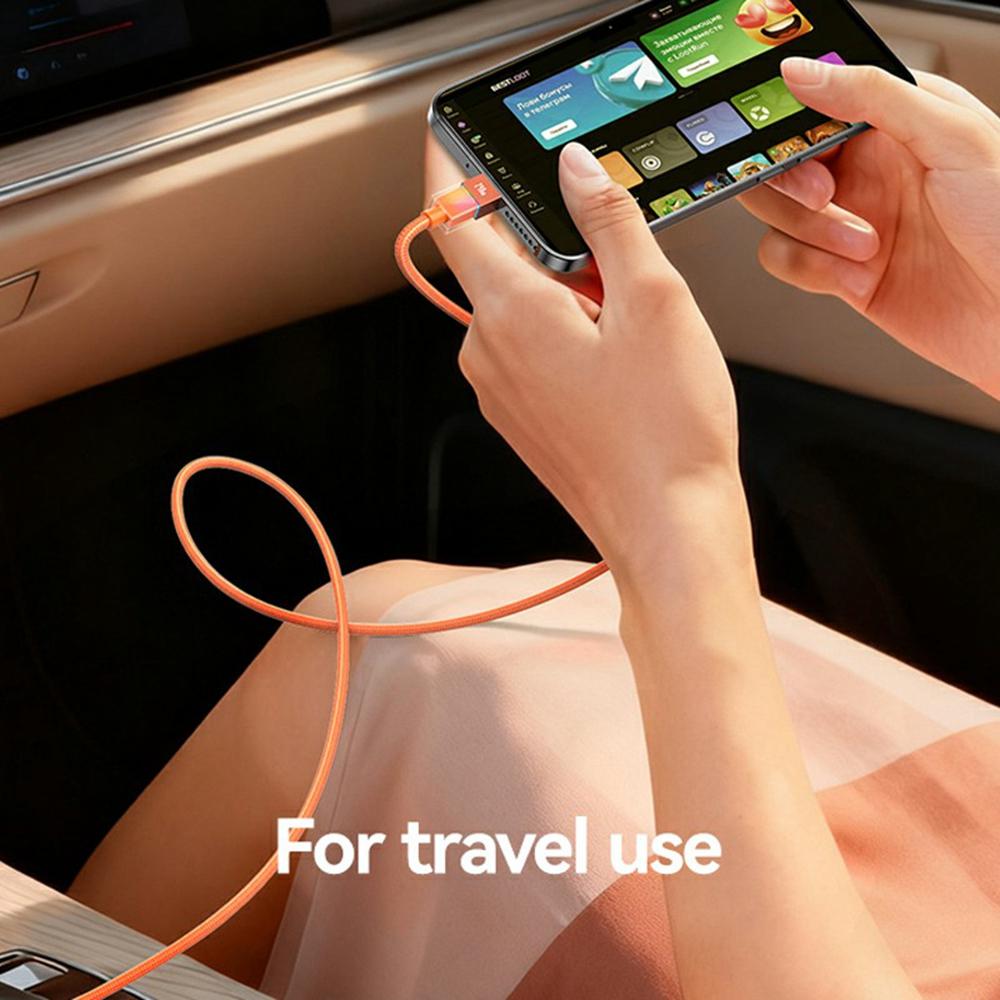 USAMS SJ775 U93 1.2m 240W Fast Charging Cable Type-C to Type-C Data Sync Cord with Colorful Light