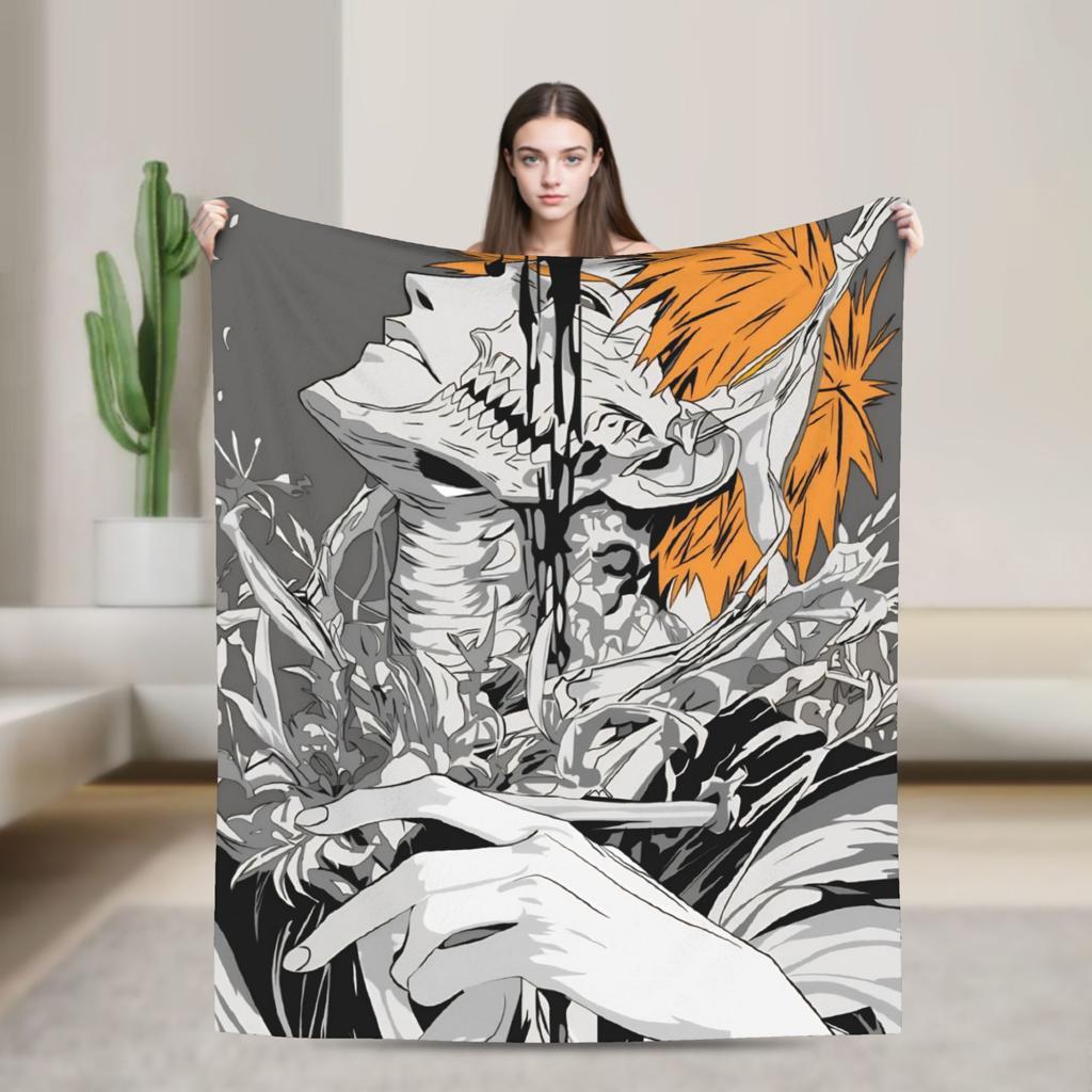 Супермягкий плед для пикника BLEACH Аниме Ичиго Плед Фланелевое покрывало для дивана кресла Графическое покрывало для дивана-кровати