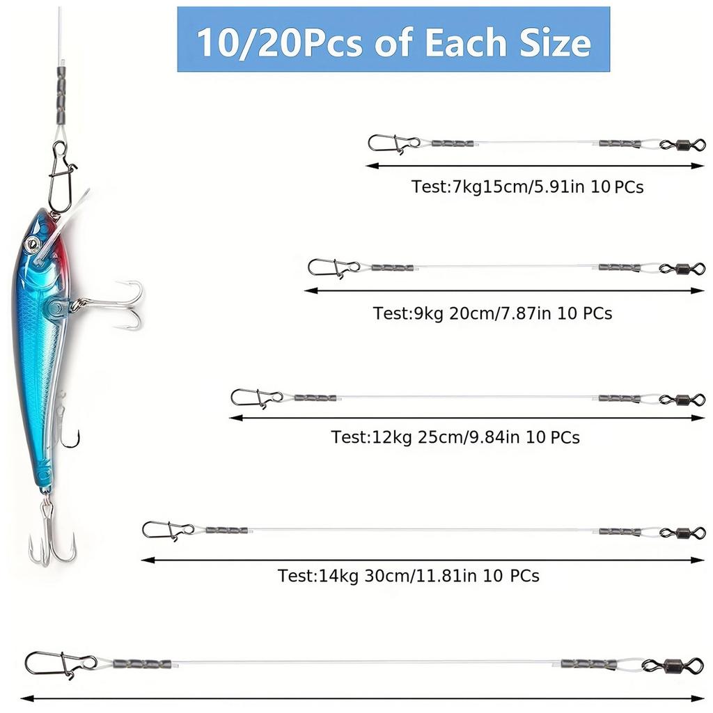 Набор флюорокарбоновых поводков для морской и пресноводной рыбалки. Поводковая леска с вертлюжком и застежкой. Флюорокарбоновые рыболовные поводки
