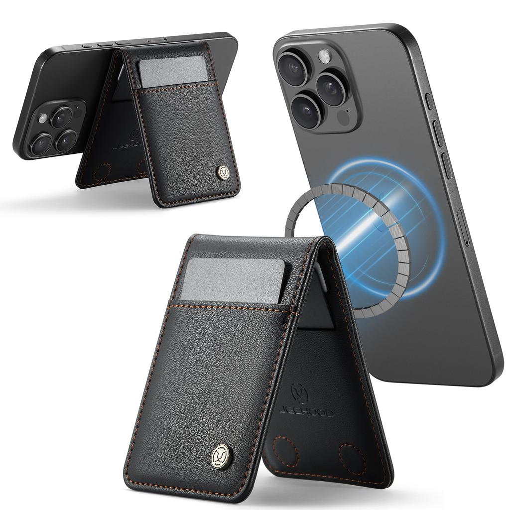 Магнитный чехол-картхолдер с кольцом MagSafe подходит для серии iPhone17/16/15 Apple 14/13/12 противокражный чехол из матовой кожи