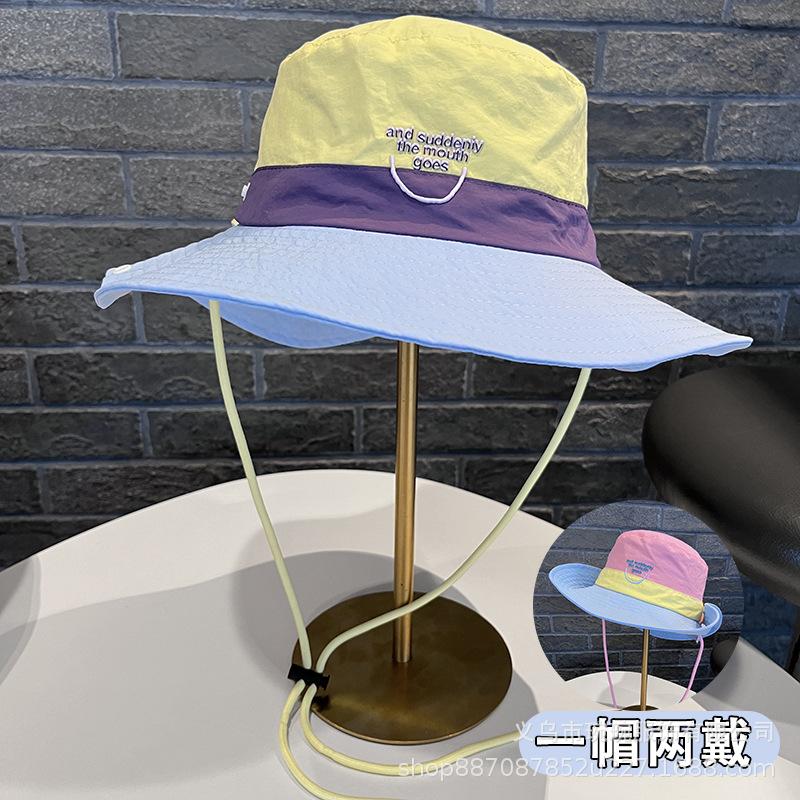 Retro tooling color matching quick-drying bucket hat women's summer outdoor travel sunshade sunscreen hiking hat