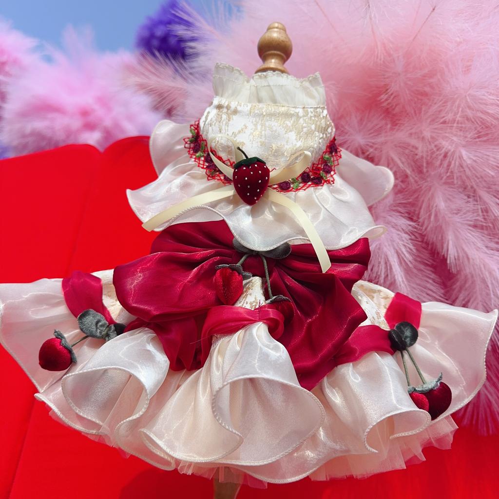 Dogs Wedding Dress Gown with Detachable Long Tailing,Spring Pet Puppy Formal Apparel Princess Clothes for Parties Photographing