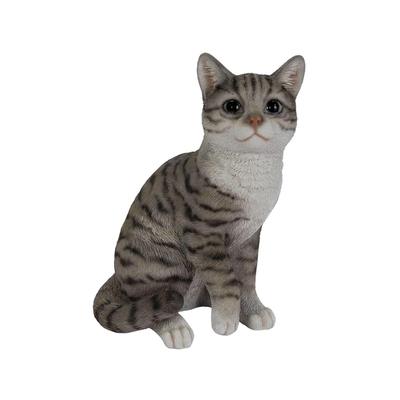 Ubia Сидящий полосатый и белый кот, 18,7 x 12,5 x 22,5 см, Фигурка куклы, Украшение для животных, Декор для сада, Кот, H15132-20