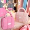 Large Capacity Cotton Puff Handbag: Soft Candy Color Cosmetic Travel Bag
