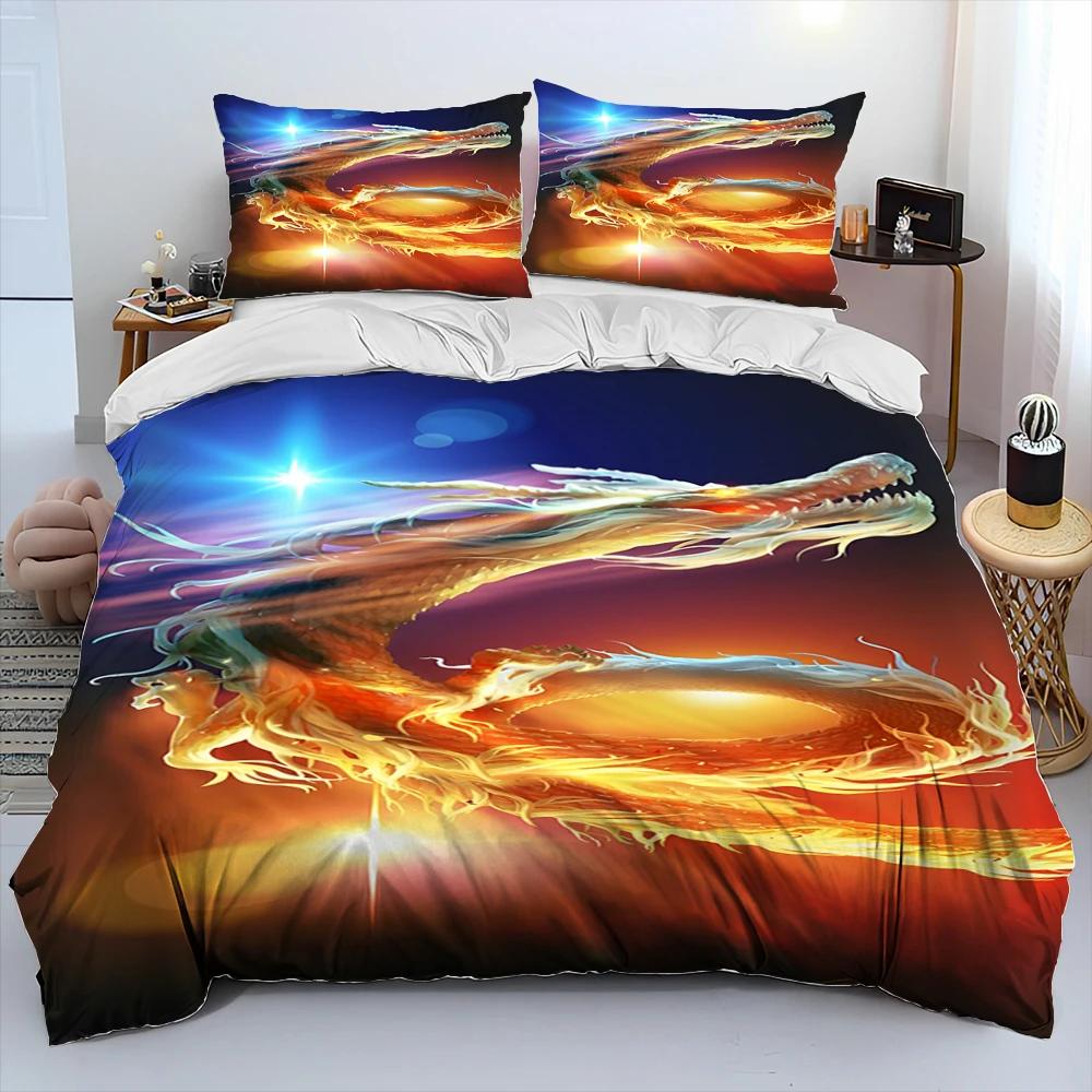 3D Retro Dragon Printed Bedding Sets Exquisite Bed Supplies Set Duvet Cover Bed Comforter Set Bedding Set Luxury Birthday Gift
