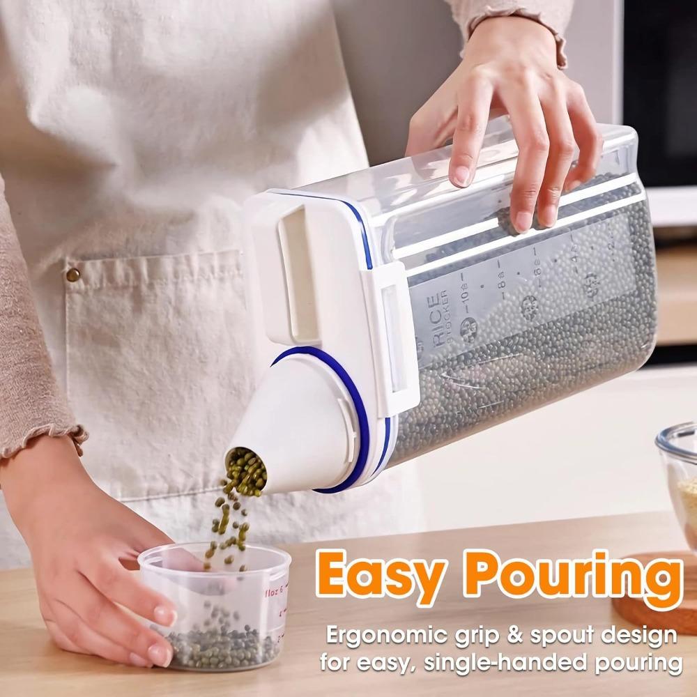 Food Storage Rice Jar 4 Lb 1/2 Kg Rice Dispenser with Measuring Cup, BPA Free Plastic Kitchen Food Storage Rack for Oatmeal