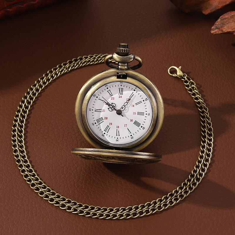 Retro Fashion Men's Pocket Watch Casual Mens Hollow Out Design Vintage Coppery Quartz Watch,ideal Choice for Gifts To Men