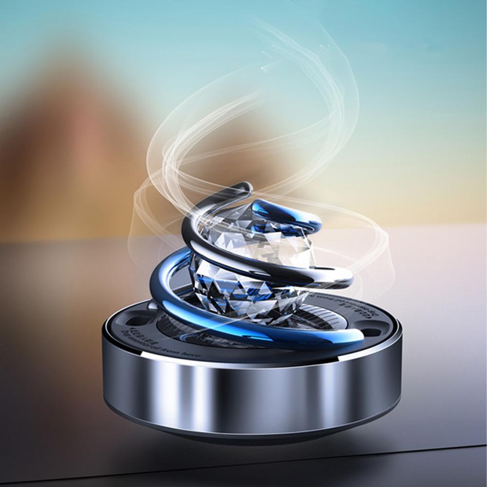 Вращающийся освежитель автомобиля на солнечной энергии, креативный автомобильный диффузор для ароматерапии с хрустальным шаром, салон автомобиля