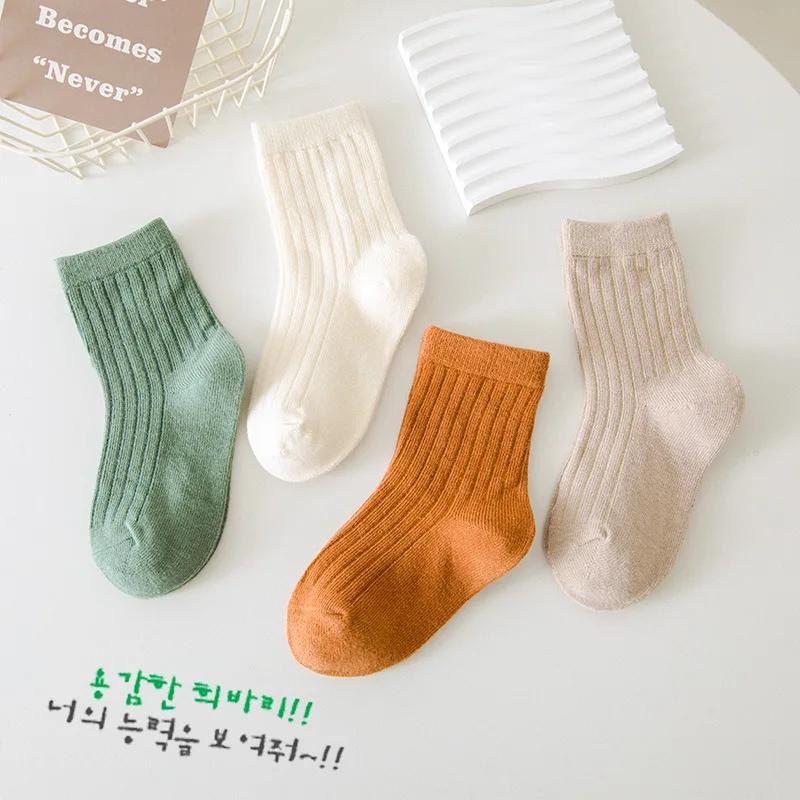 Высококачественные осенне-зимние новые детские носки однотонные Morandi Color Drawer Stripe детские носки универсальные милые носки для мальчиков и девочек