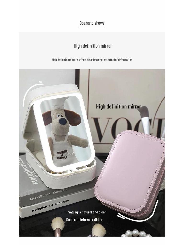 Foldable Jewelry Box with LED Makeup Mirror: Portable, Multifunctional Travel Organizer