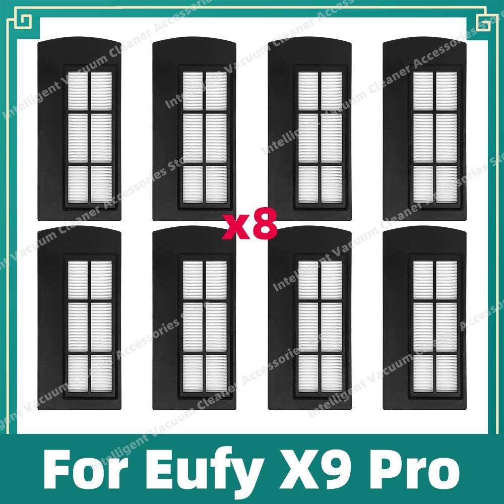 Совместимые аксессуары для робота-пылесоса Eufy X9 Pro: боковая щетка, HEPA-фильтр, салфетка для мытья полов, тряпка, сменные запчасти
