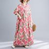 Early Autumn Bohemian Retro Cotton and Linen Print Loose Casual Long Sleeved Big Swing Long Dress for Women Dresses