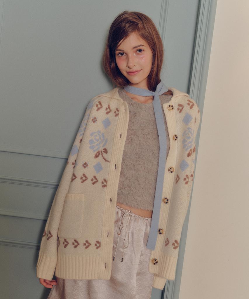 MELLY&ROSE Rose Cowichan Knit Cardigan (310251)_Cream