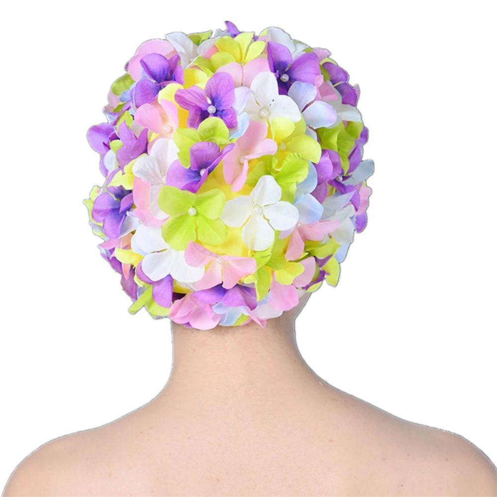 Длинные волосы Свободный размер Винтажный стиль Пляжная шапочка для плавания Шапочка для плавания Цветочная шапочка для плавания Шапочка для плавания