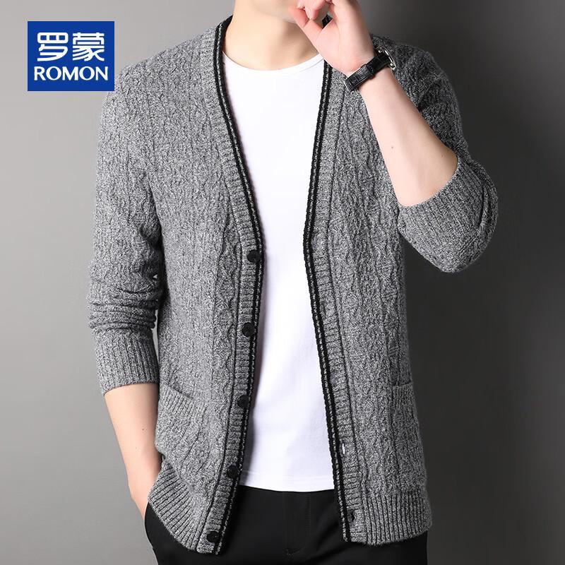 ROMON Мужской кардиган с V-образным вырезом из 100% чистого кашемира