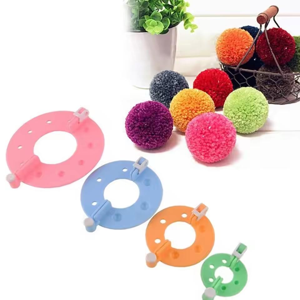 8PCS 4 Sizes Fluff Ball Weaver PomPom Maker Knitting Loom Kit Kids DIY Diy Craft Supplies Maker Knitting Tools