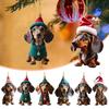 New Christmas 2D Fun Dachshund Dog Pendant Car Rearview Mirror Pendant Car Interior Accessories Christmas Tree Decor For