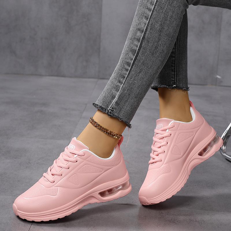 Женские модные кроссовки с воздушной подушкой, из ПУ кожи, для бега, противоскользящая уличная спортивная обувь, эластичные тренировочные кроссовки для зала
