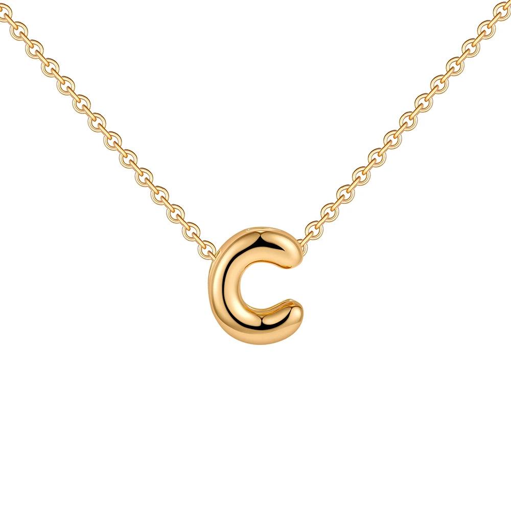 2pcs Fashion 26 Bubble Letter Necklace Gold Necklace