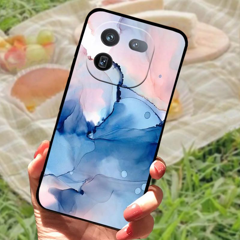 Чехол для Vivo IQOO 12 Pro Мягкий Мраморный Черный Силиконовый Задняя Крышка Телефона Для Vivo IQOO 12 Pro Чехол Крышка IQOO12 Pro Coque Funda