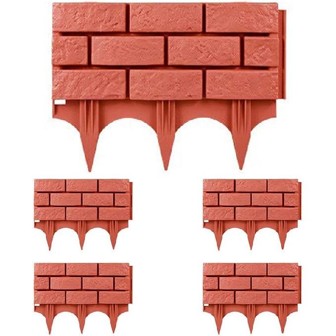 Садовый газонный бордюр Ограждение Уличные бордюры под кирпич и камень Без копания Соединяющиеся Ландшафтные бордюры Декоративные ландшафтные наборы Пластик 5 шт. (Серый-5шт)