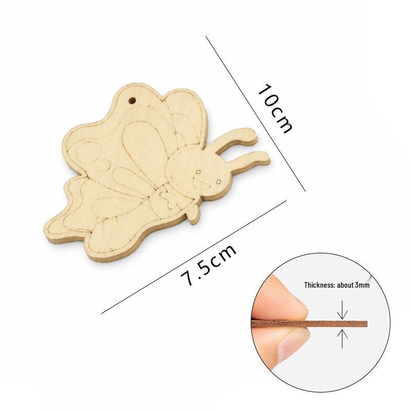 Hand-painted Wooden Graffiti Animal & Vegetable Pendant DIY Kit for Kids – Creative Coloring Gift