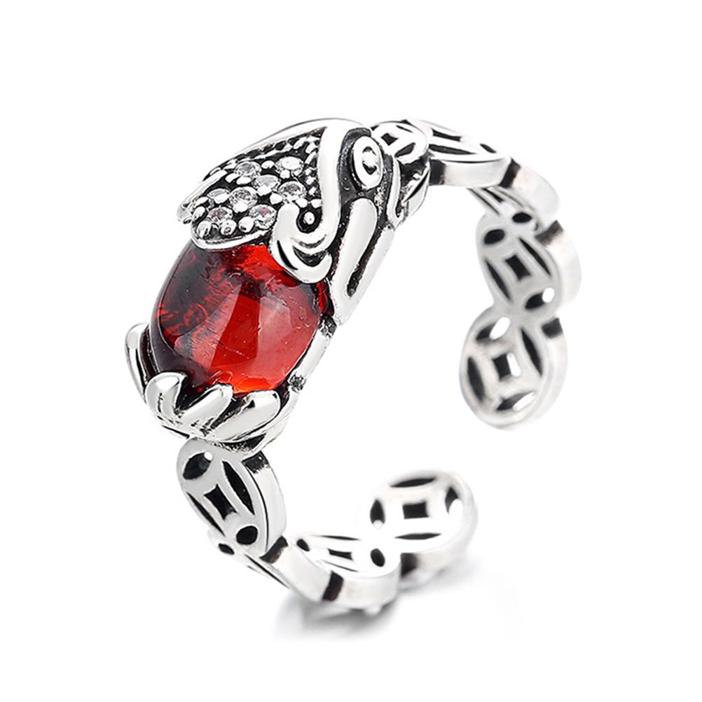 Pixiu Ring Retro Feng Shui Amulet Open Adjustable Ring Buddhist Mani Mantra Wealth Ring Wealth Lucky Jewelry Ring