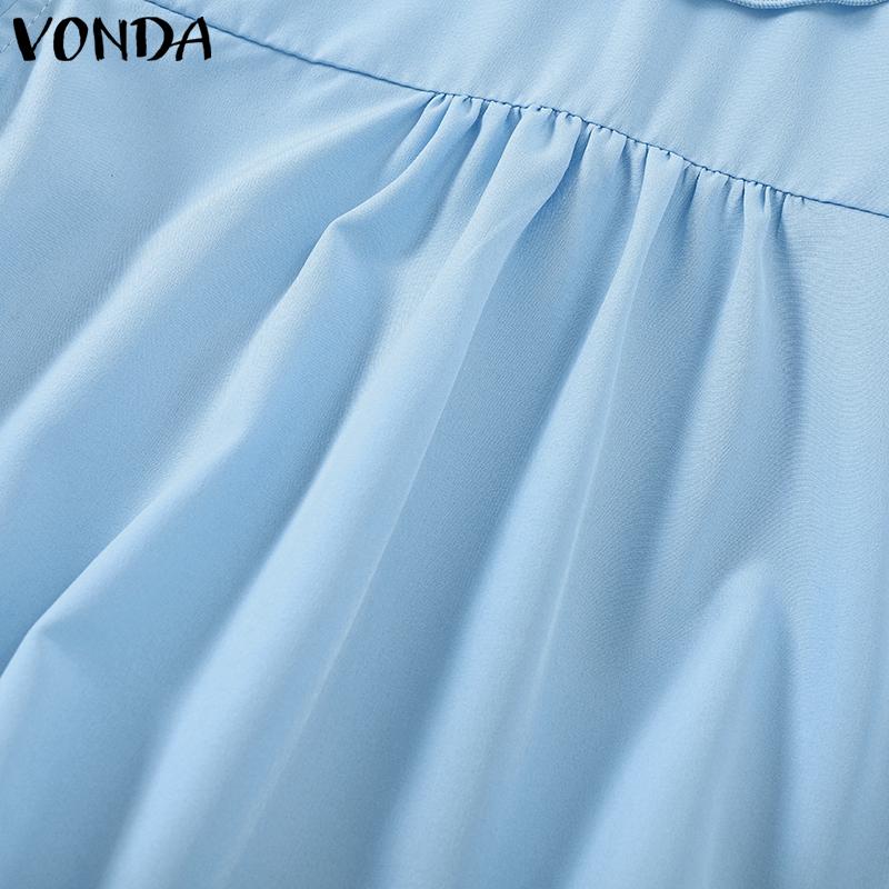 VONDA Женские летние однотонные блузки с круглым вырезом и открытыми плечами с коротким рукавом