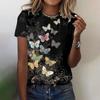 Women T-Shirts Fashion 3d Butterfly Print Tshirt For Ladies Casual Streetwear Short Sleeves Tops Female Clothing Tees Camisetas