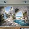 2D фон для фотосъемки: Пляж, Водопад, Пещера, для декора отпуска