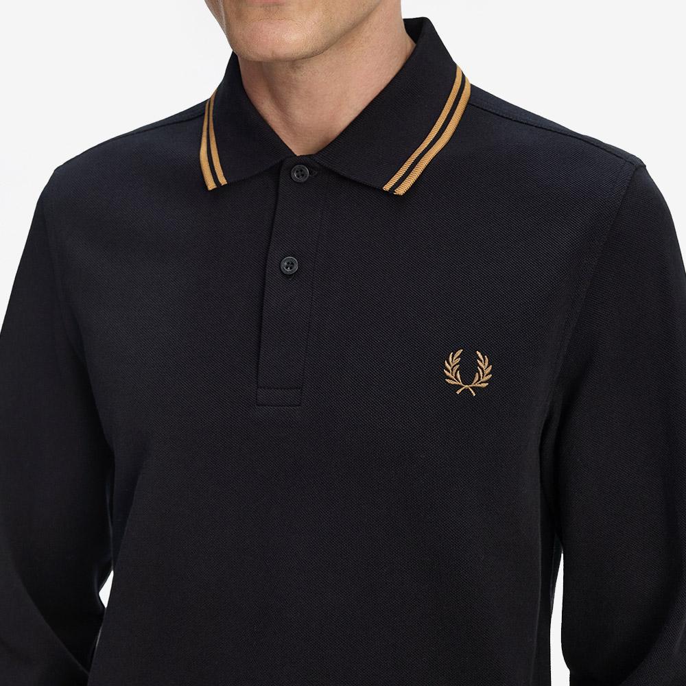 FRED PERRY [M3636] Long Sleeve Twin Tip Fred Perry Shirt - Black/Shaded Stone Afpm2533636-S77