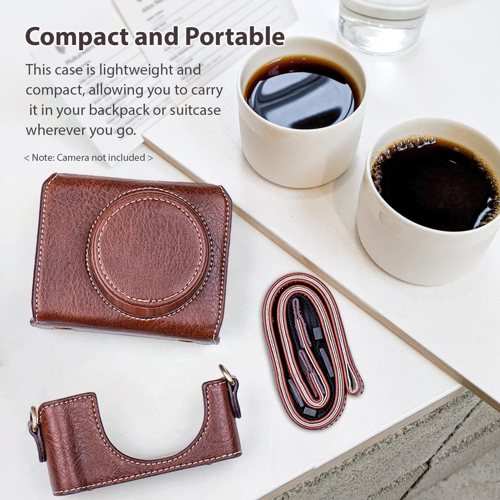 Digital Camera Protective Case PU Leather Camera Storage Bag with Removable Shoulder Strap Compatible with ZV1