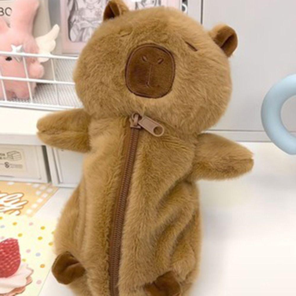 Большая вместимость Capybara плюшевая сумка для ручек Animal Doll Capybara плюшевая сумка для карандашей Student