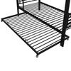 Bunk Bed 90x200 with Trundle Bed, Metal Kids Bed with Fall Protection & Ladder, Space-Saving Bunk Bed for 3 People & Siblings, Black