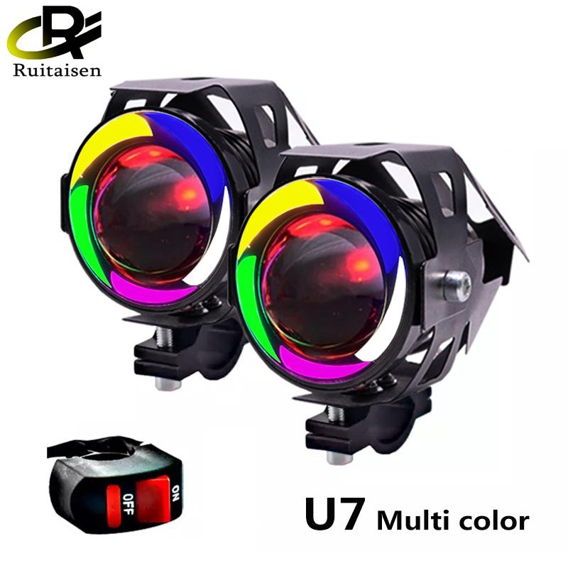 125 Вт мотоциклетные ангельские глазки 5 дюймов U7 RGB светодиодные фары DRL точечные фары