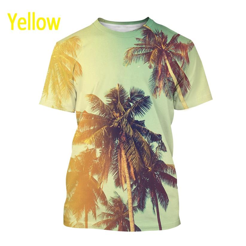 Летние мужские повседневные модные уличные футболки с 3D-принтом и короткими рукавами и узором пальмы в гавайском стиле.