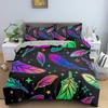 Colorful Feathers Pattern Cozy Bedding Set Single Twin Double Queen King Cal King Size Bed Linen Set