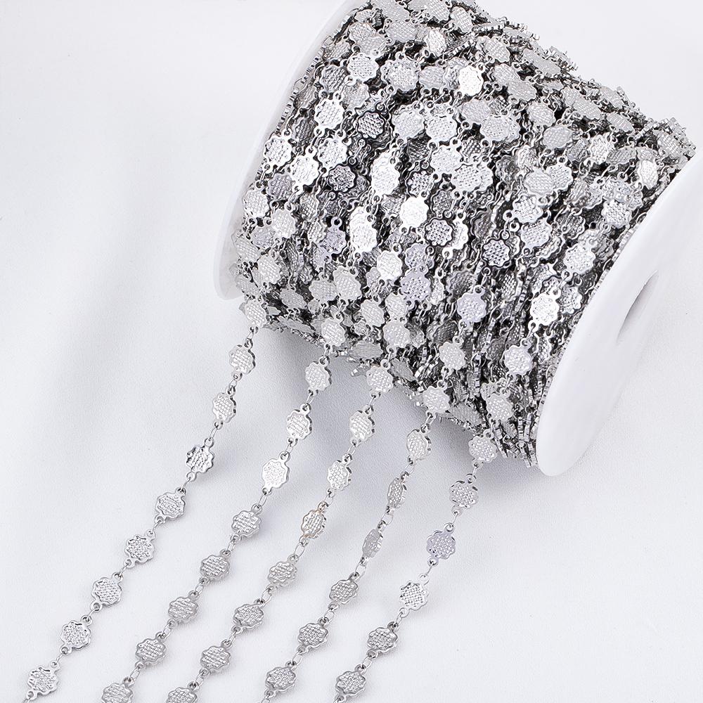 1M Stainless Steel Printed Dot Striped Square Necklace Chain Geometry Link Chains DIY Bracelet Accessory Jewelry Making Supplies