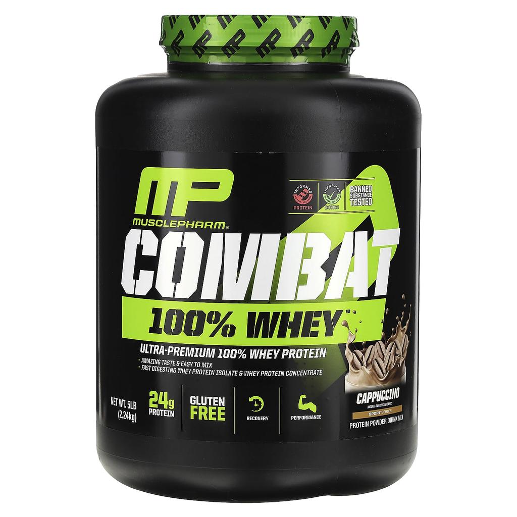MusclePharm Combat 100% Whey Protein, Cappuccino, 5 Lbs (2.24 Kg)