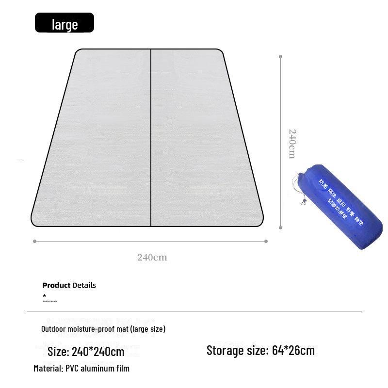 Двусторонний утолщенный коврик для кемпинга на открытом воздухе с влагонепроницаемой алюминиевой пленкой