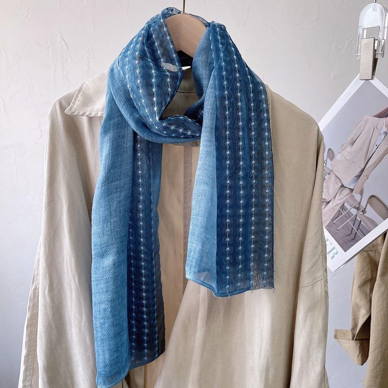 Линии цветного кружева хлопок лен тонкий шарф для женщин зимой шаль весна и осень модный шарф шелковый шарф однотонный газовый шарф