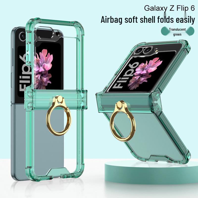 Защитный чехол Samsung Z Flip6 с кольцом-держателем на шарнире, Полное покрытие, Защита от падений. Подходит для мужчин и женщин.